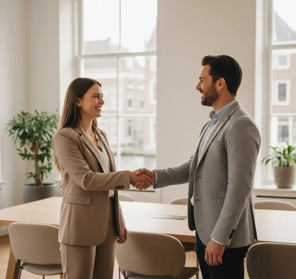 Twee mensen die handen schudden